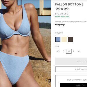 SIZE MEDIUM--NEW, NEVER WORN--TJ SWIM--FALLON SWIM BOTTOMS-- BABY BLUE--SOLD OUT